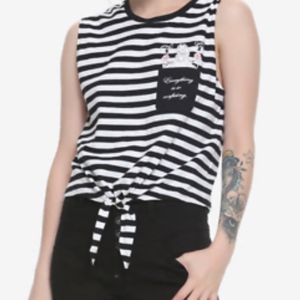 Disney Alice Im Wonderland Black & White Striped Tank Top